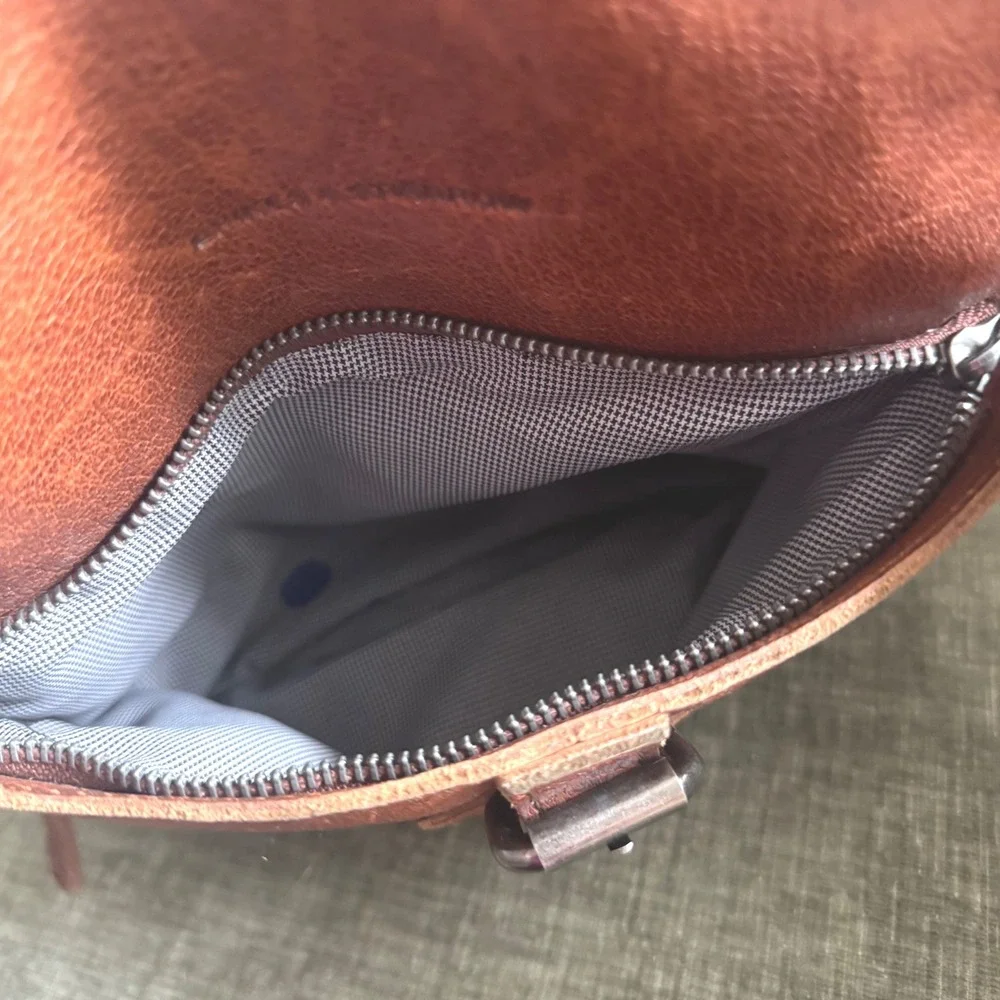 Spikes & Sparrow Leather Backpack Small Cognac Brown Brass Hardware Zip Pockets